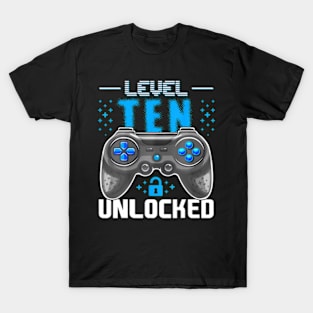 Level 10 Unlocked Video Gamer 10th Birthday Gamer T-Shirt